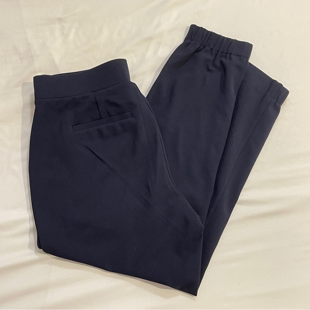 LOFT Petite Pull on Slim Ankle Pants - Navy Blue - Medium | Work Chic Fashion
